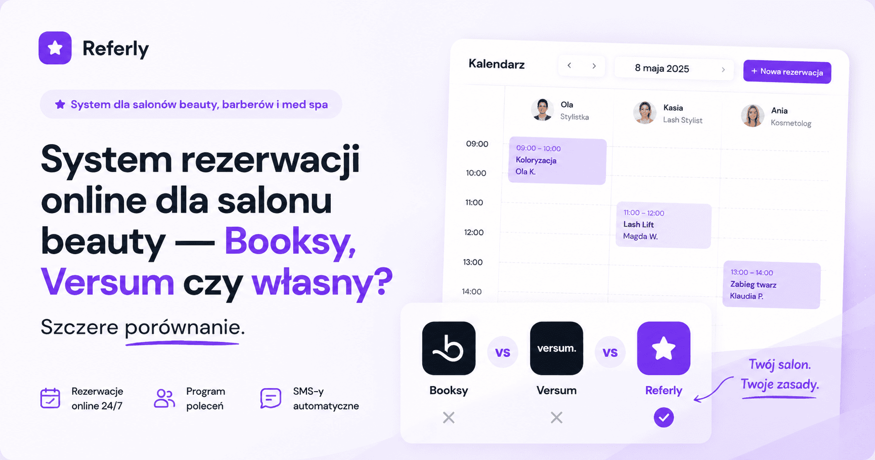 System rezerwacji online dla salonu beauty — Booksy, Versum czy własny? Szczere porównanie