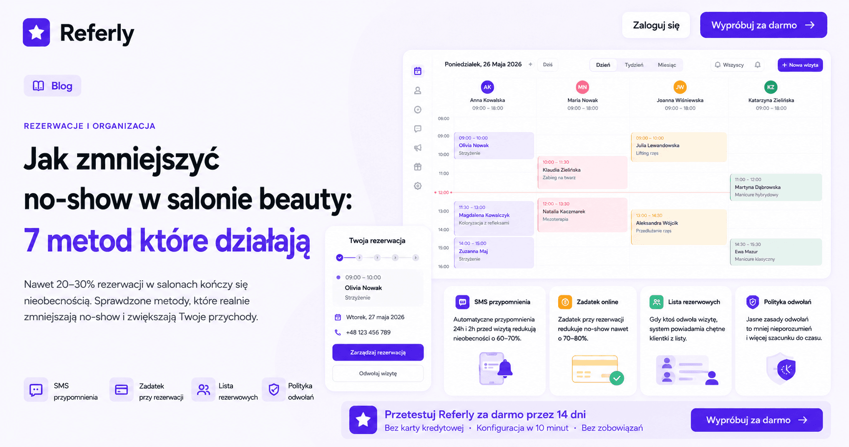 Jak zmniejszyć no-show w salonie beauty: 7 metod które działają